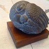 James W Washington Jr Grouse with Covey 1974 6x6x6 Stone Sculpture on Wood Base